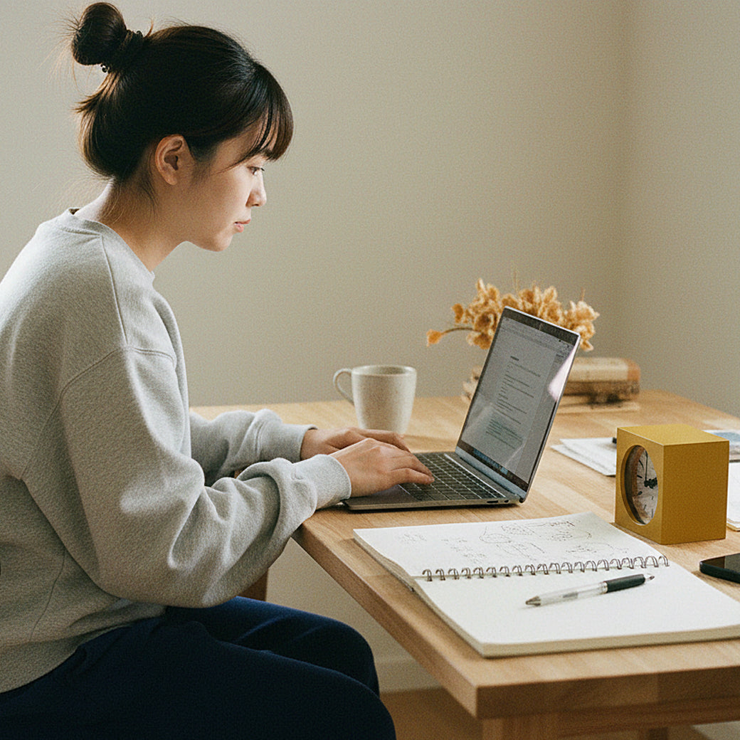 時を刻む、暮らしに溶け込むデザイン|CHAMBRE BLOCK DESK CLOCKのある日常