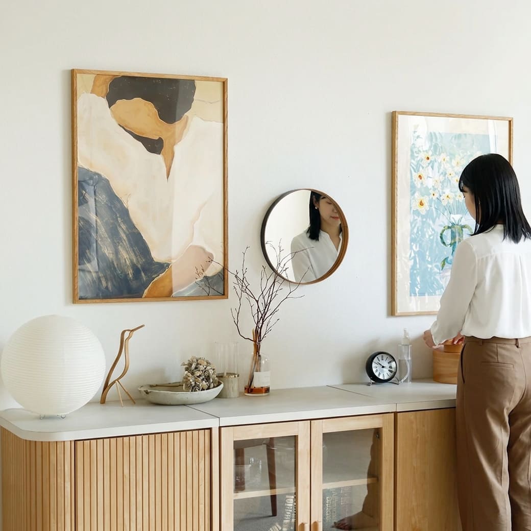 m-mr02 シェーカーミラー Plat(プラット)ラウンドタイプ Mサイズ ブラック - miion|北欧ナチュラルモダン家具・インテリア通販 miion(ミオン)