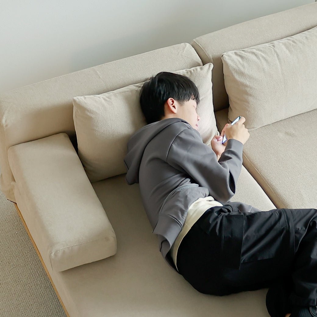 m - sf08 SIEVE rect unit sofa ロングタイプ ライトブラウン - miion|北欧ナチュラルモダン家具・インテリア通販 miion(ミオン)