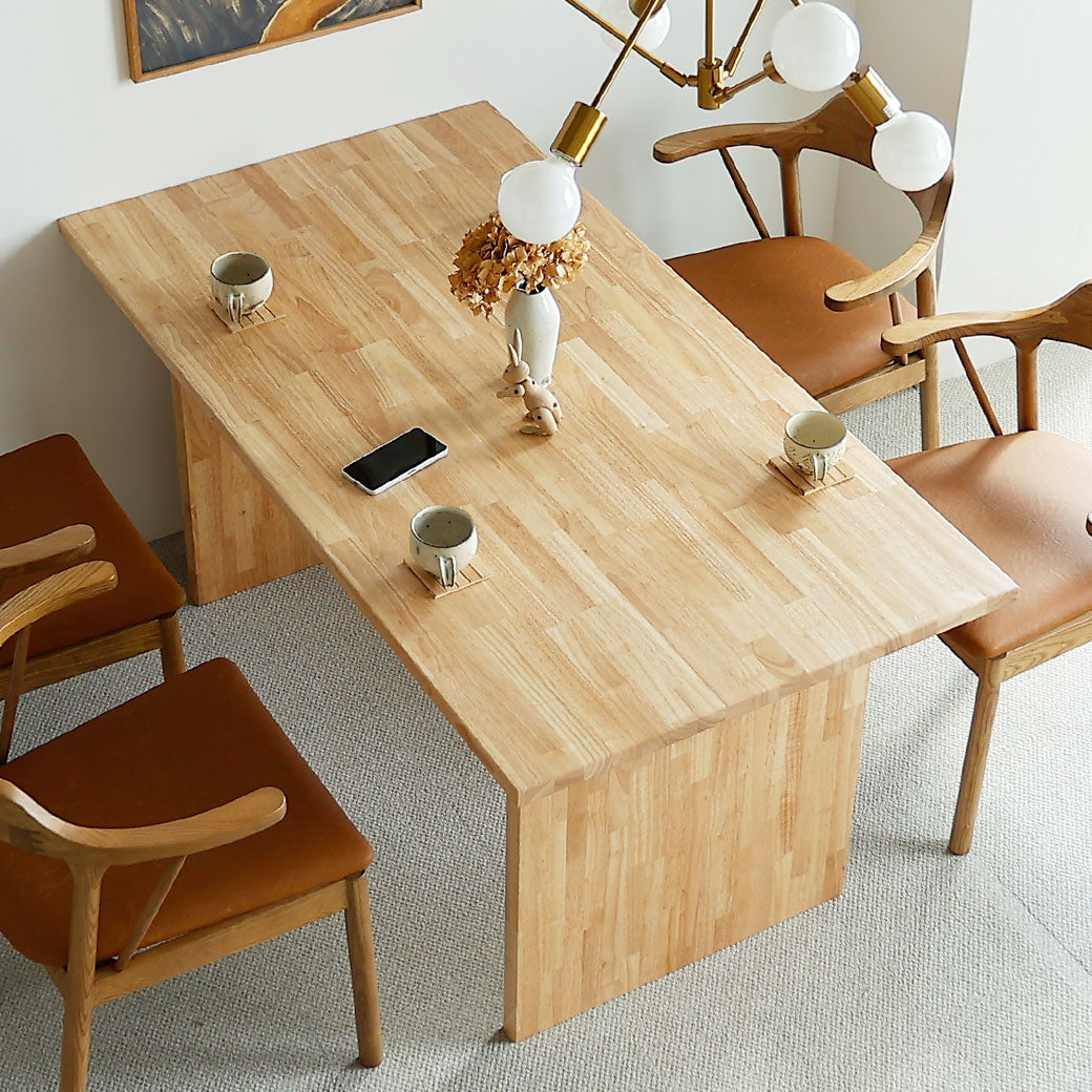 パネル脚 ダイニングテーブル 幅150cm ラバーウッド無垢材 北欧ナチュラルモダン