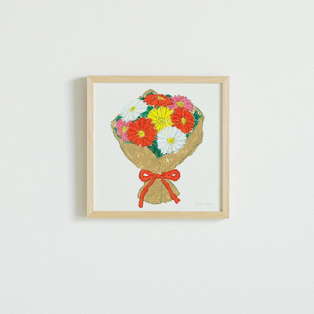 m-po11 アートポスター a good view ガーベラのブーケ フレームセット 米津祐介