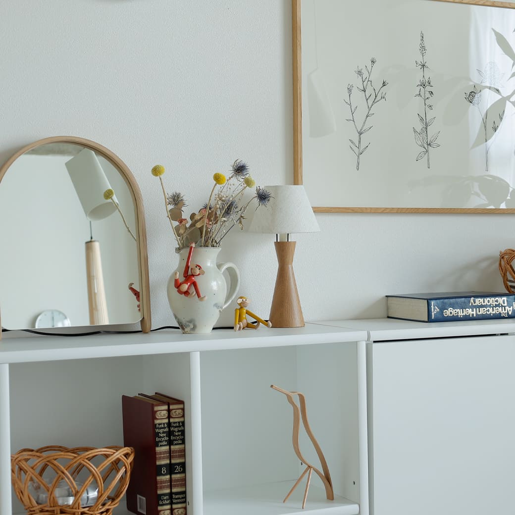 m-tl09 テーブルランプ tipo(ティポ) オーク支柱×ファブリックシェード