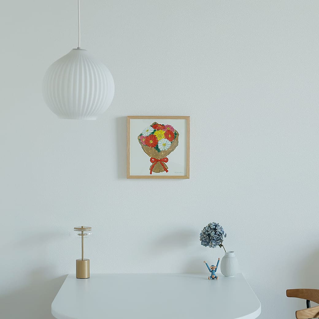 m-po11 アートポスター a good view ガーベラのブーケ フレームセット 米津祐介