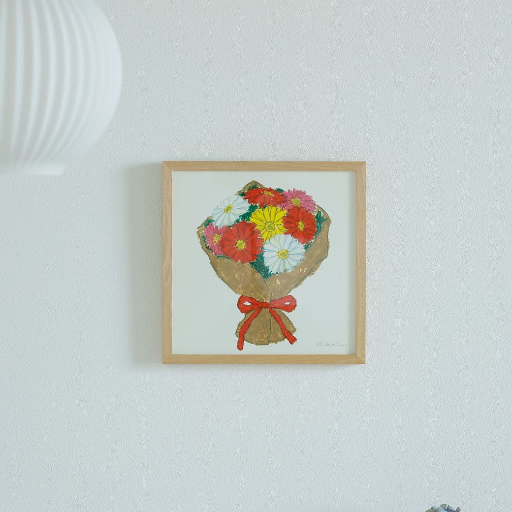 m-po11 アートポスター a good view ガーベラのブーケ フレームセット 米津祐介