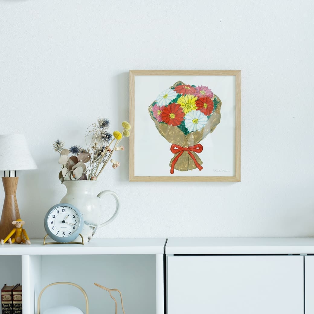 m - po11 アートポスター a good view ガーベラのブーケ フレームセット 米津祐介 - miion|北欧ナチュラルモダン家具・インテリア通販 miion(ミオン)