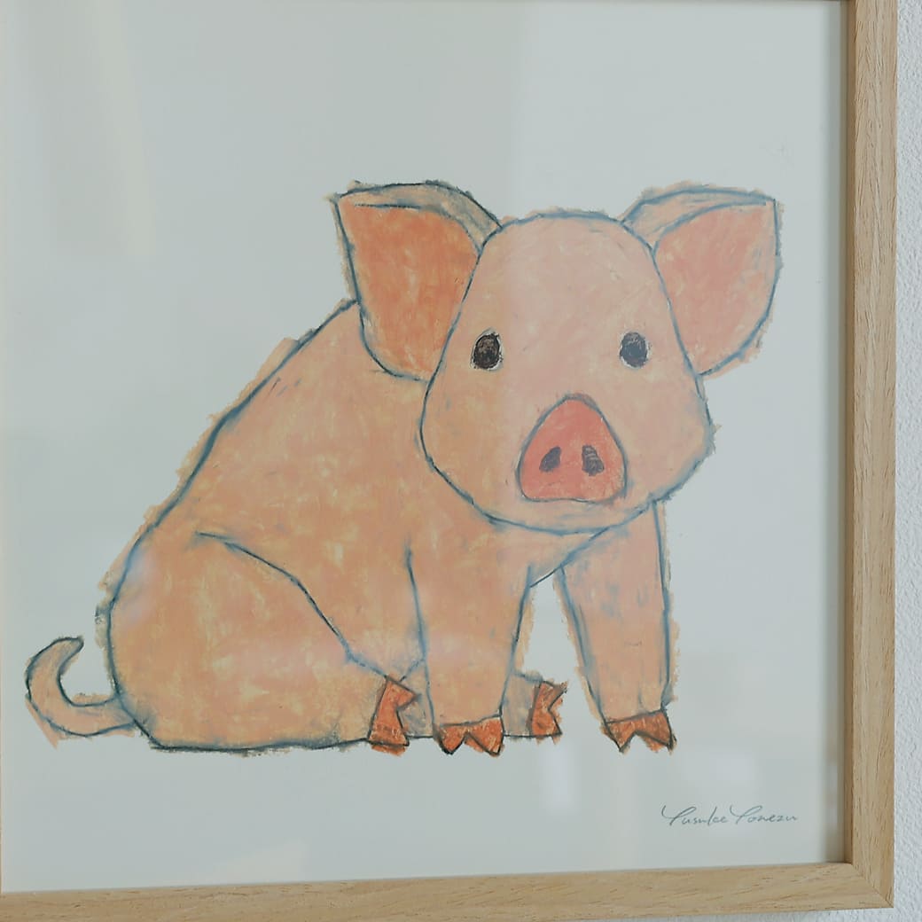 m - po10 アートポスター a good view こぶた フレームセット 米津祐介 - miion|北欧ナチュラルモダン家具・インテリア通販 miion(ミオン)