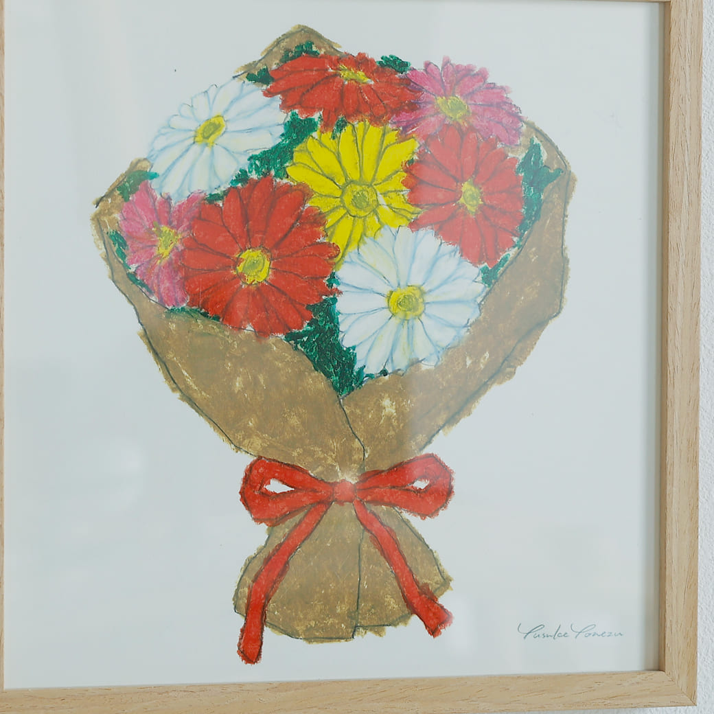 m-po11 アートポスター a good view ガーベラのブーケ フレームセット 米津祐介