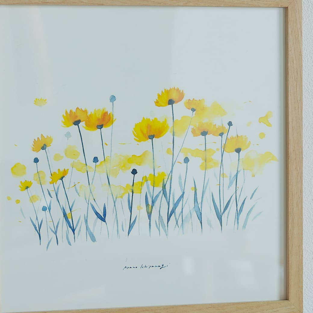 m - po16 アートポスター a good view COREOPSIS フレームセット 一栁綾乃 - miion|北欧ナチュラルモダン家具・インテリア通販 miion(ミオン)