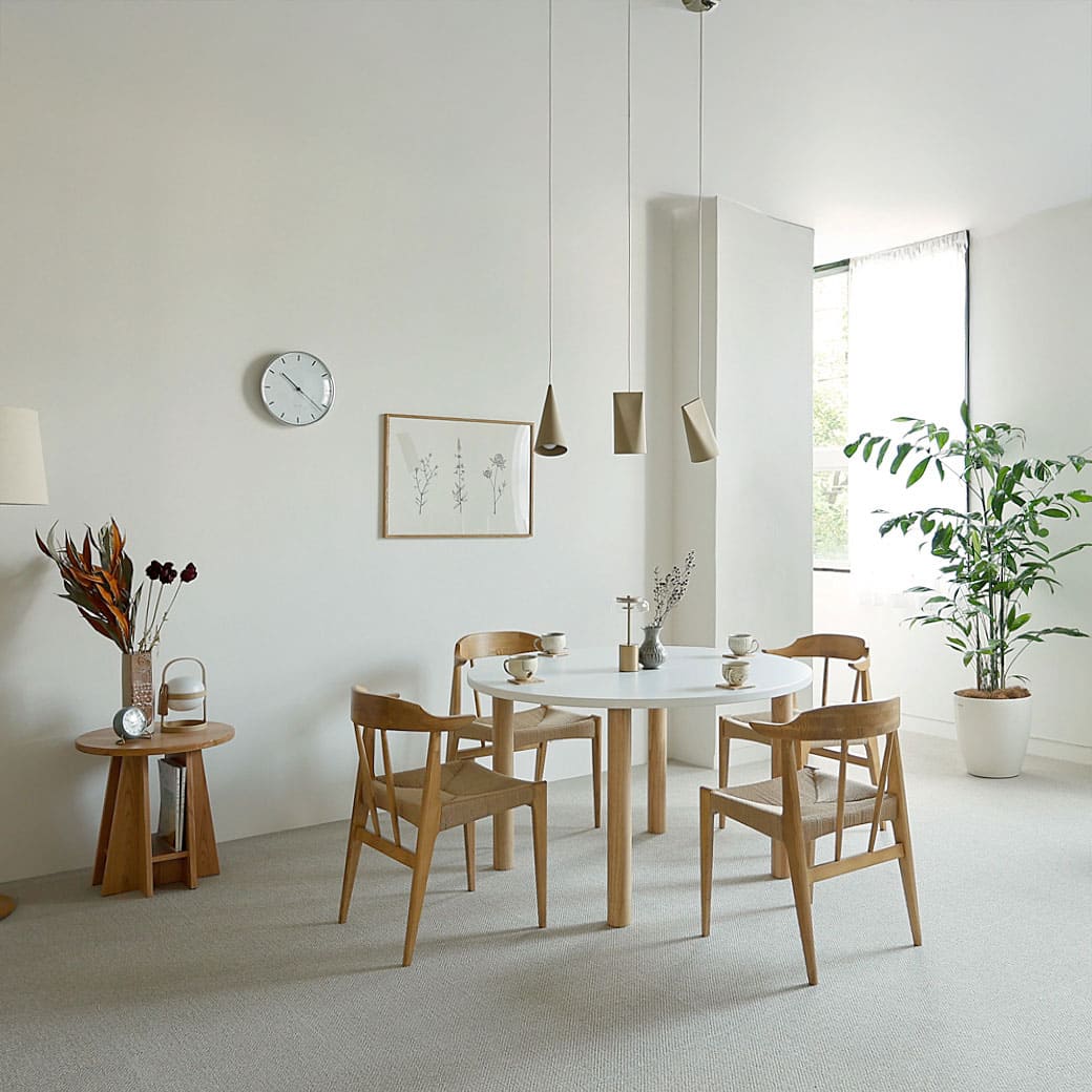 m - dt07 直径120cmラウンドダイニングテーブル(オークカラー脚タイプ) - miion|北欧ナチュラルモダン家具・インテリア通販 miion(ミオン)