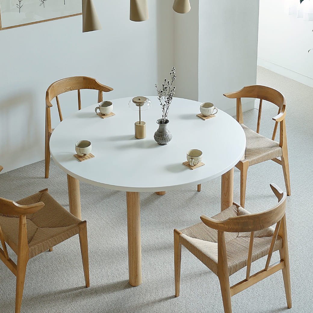 m - dt07 直径120cmラウンドダイニングテーブル(オークカラー脚タイプ) - miion|北欧ナチュラルモダン家具・インテリア通販 miion(ミオン)