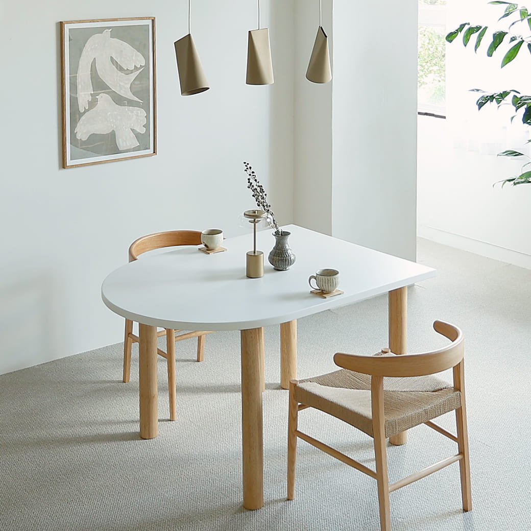 m - dt04 ハーフオーバルダイニングテーブル 幅120cm(オークカラー脚タイプ) - miion|北欧ナチュラルモダン家具・インテリア通販 miion(ミオン)