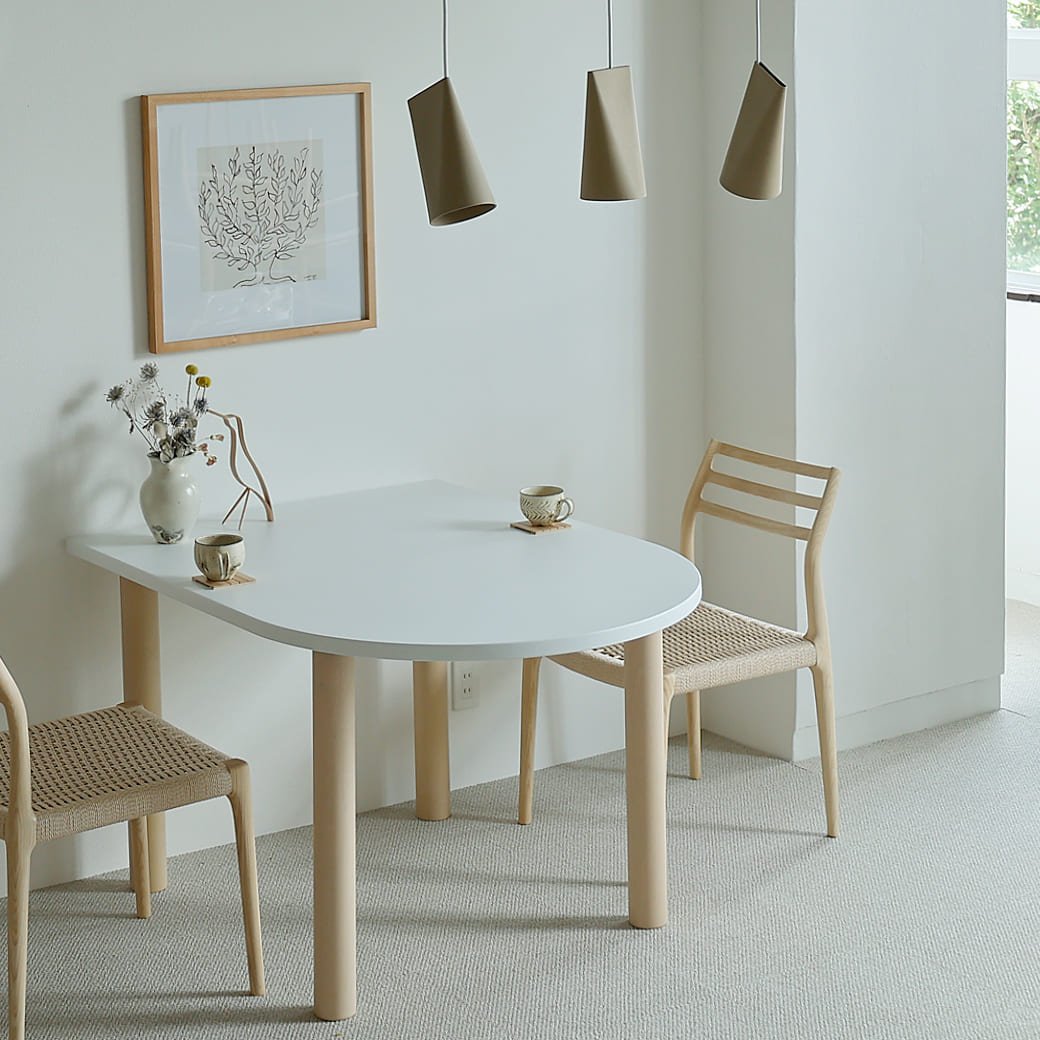 m - dt05 ハーフオーバルダイニングテーブル 幅120cm(ナチュラルカラー脚タイプ) - miion|北欧ナチュラルモダン家具・インテリア通販 miion(ミオン)