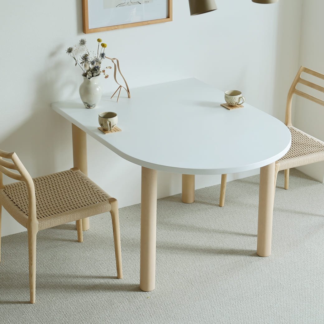 m - dt05 ハーフオーバルダイニングテーブル 幅120cm(ナチュラルカラー脚タイプ) - miion|北欧ナチュラルモダン家具・インテリア通販 miion(ミオン)