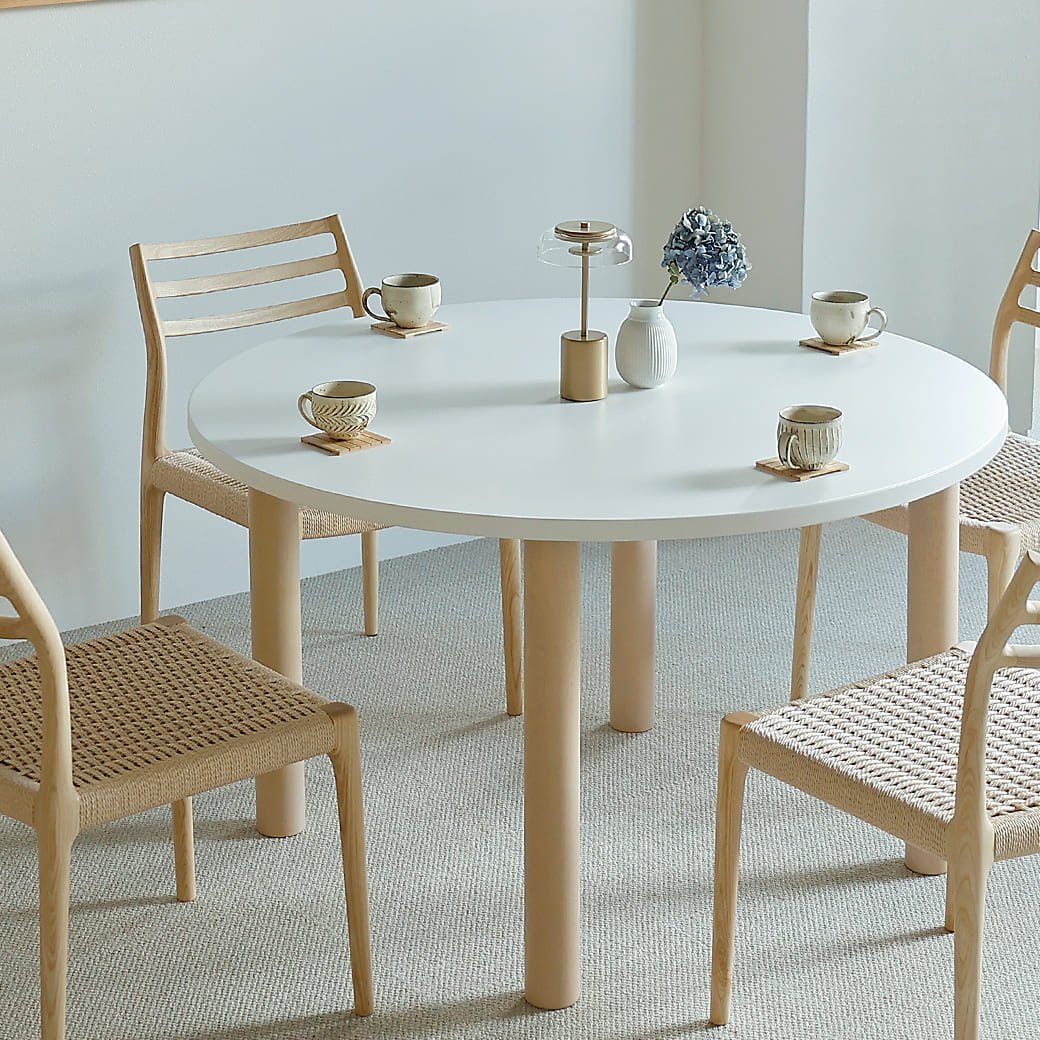 m - dt08 直径120cmラウンドダイニングテーブル(ナチュラルカラー脚タイプ) - miion|北欧ナチュラルモダン家具・インテリア通販 miion(ミオン)