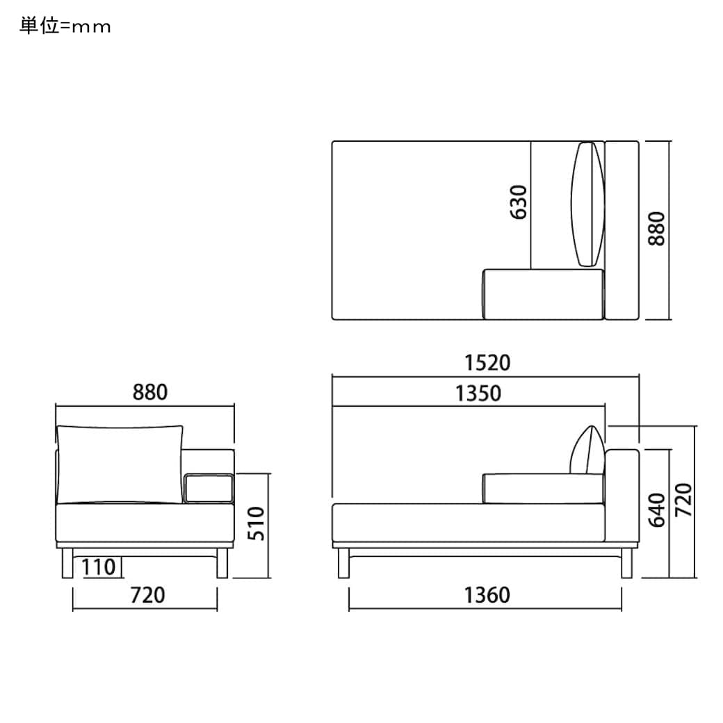 m - sf08 SIEVE rect unit sofa ロングタイプ ライトブラウン - miion|北欧ナチュラルモダン家具・インテリア通販 miion(ミオン)