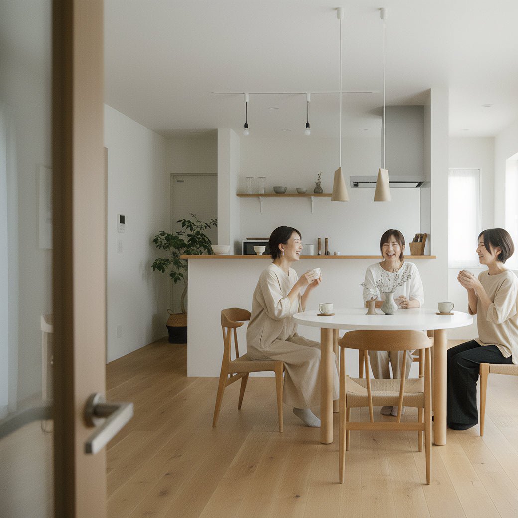 丸テーブルで変わる食卓｜直径120cmホワイト天板ダイニングテーブルの魅力 - miion｜北欧ナチュラルモダン家具・インテリア通販 miion（ミオン）