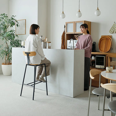 カウンターチェア オーク突板×スチール脚 背もたれ付き｜キッチン 