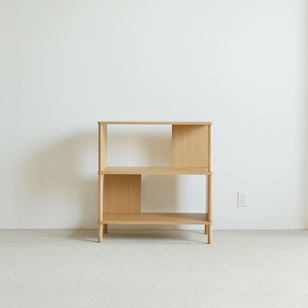オープンシェルフ 高さ85cm 幅80cm オーク突板 北欧ナチュラル｜miion