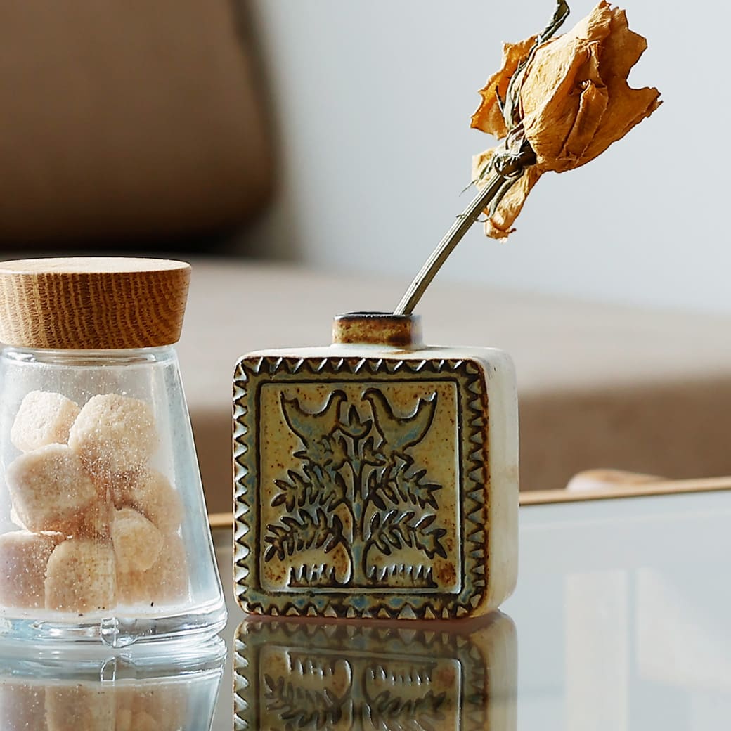 m-fv03 フラワーベース　かしわ窯　Vase Bird Square - miion｜北欧ナチュラルモダン家具・インテリア通販 miion（ミオン）