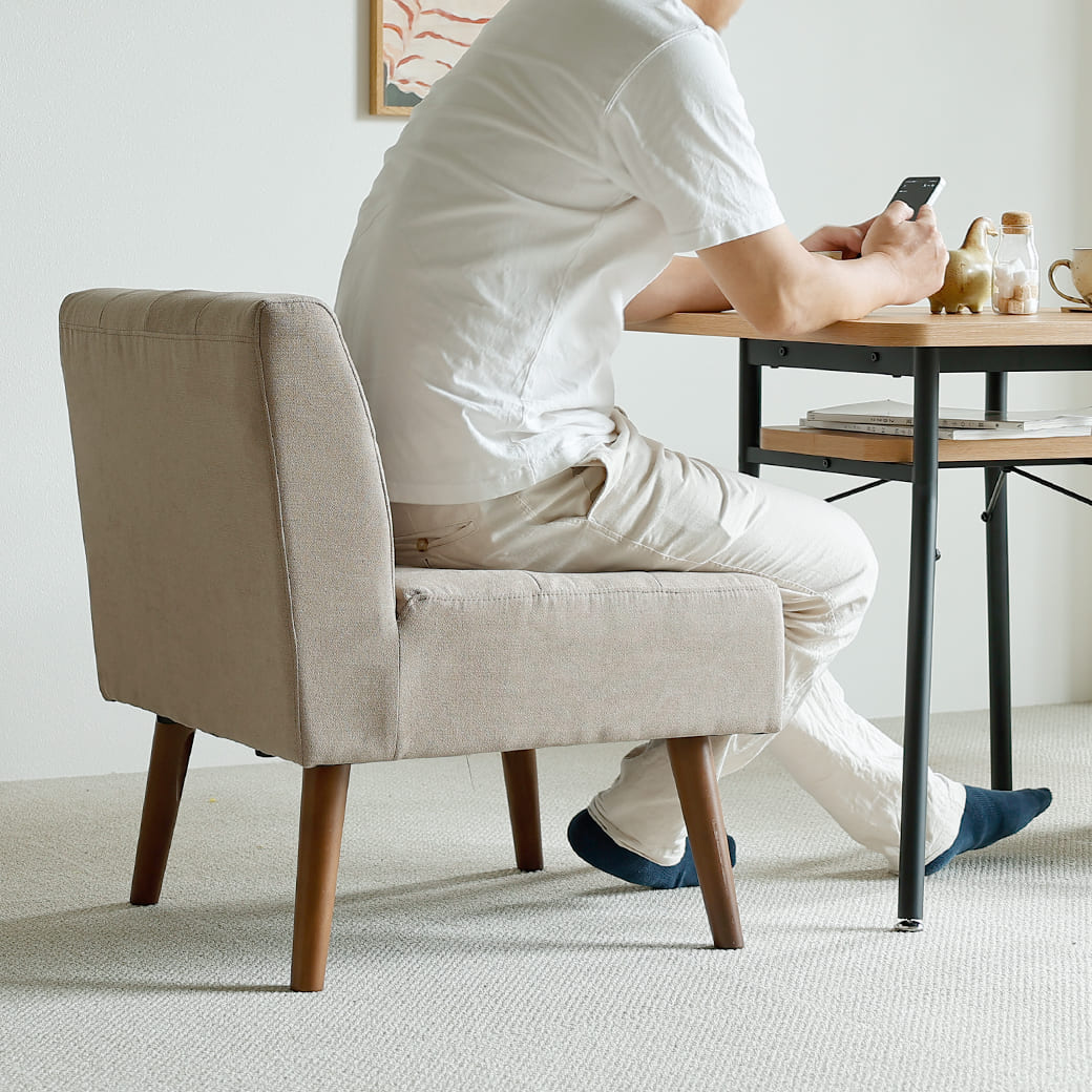 mild 1人掛けソファ 北欧ナチュラルモダン サンドベージュ｜miion