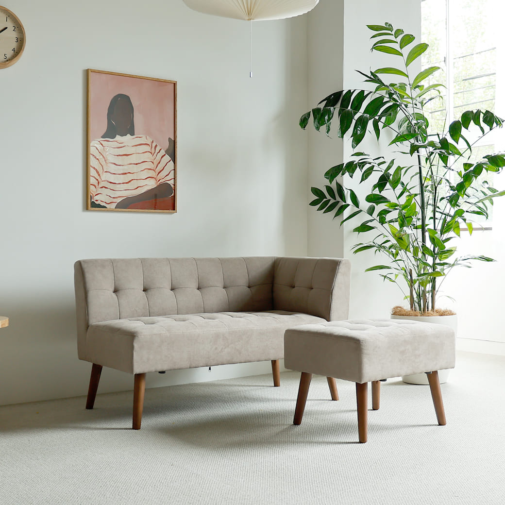 撥水加工 モダンカウチソファ　ホワイトベージュ m-sf03 カウチソファ mild（ミルド） サンドベージュ - miion｜北欧