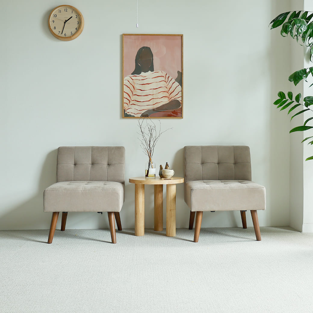 mild 1人掛けソファ 北欧ナチュラルモダン サンドベージュ｜miion