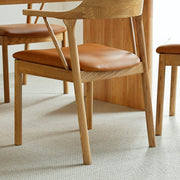 ダイニングチェア Dining chair ハーフアーム ダイニングチェア キャメル レザー 北欧｜miion - miion