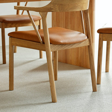 ハーフアーム ダイニングチェア キャメル レザー 北欧｜miion - miion