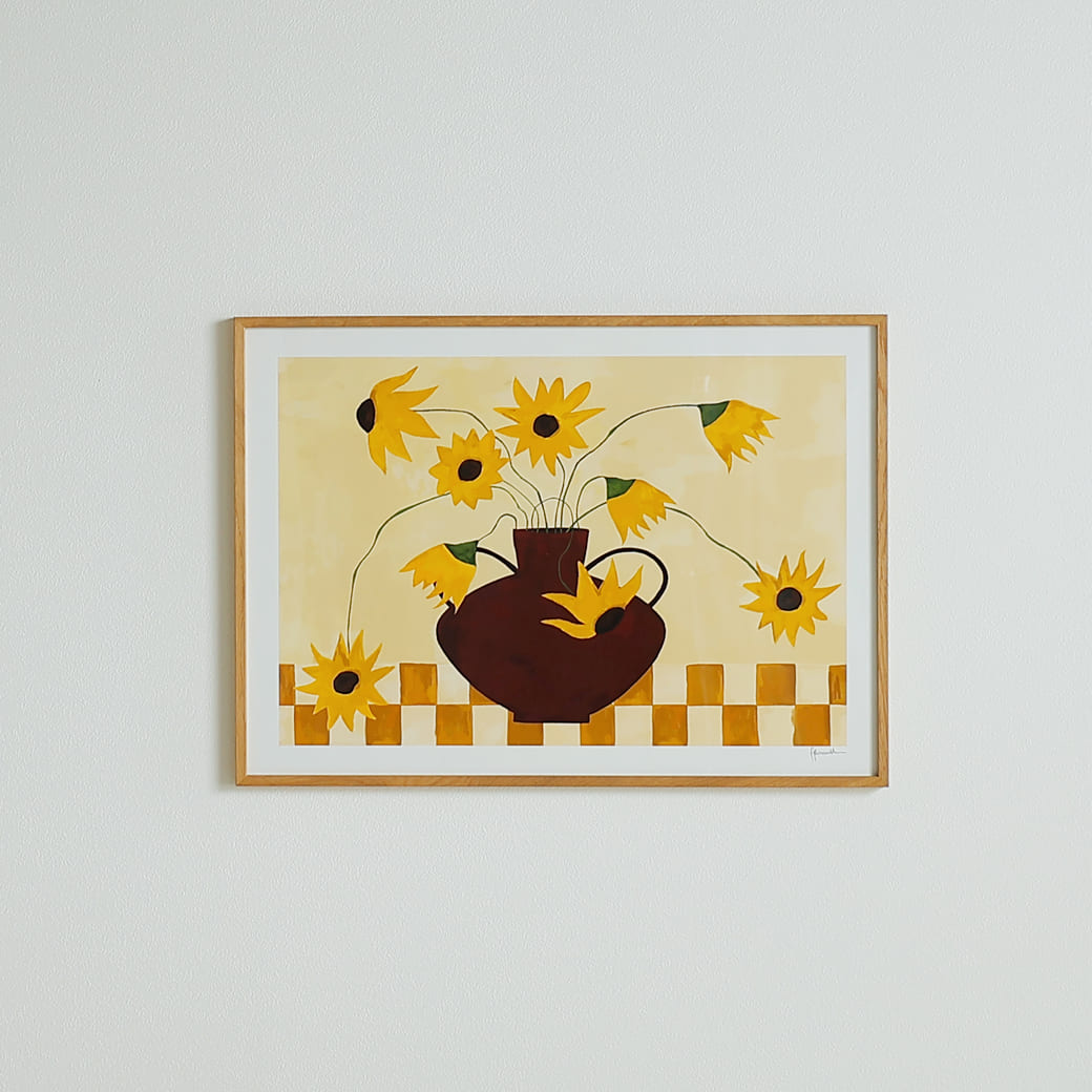 m-po07 アートポスター THE POSTER CLUB Sunflowers in Burgundy Vase 50×70cm