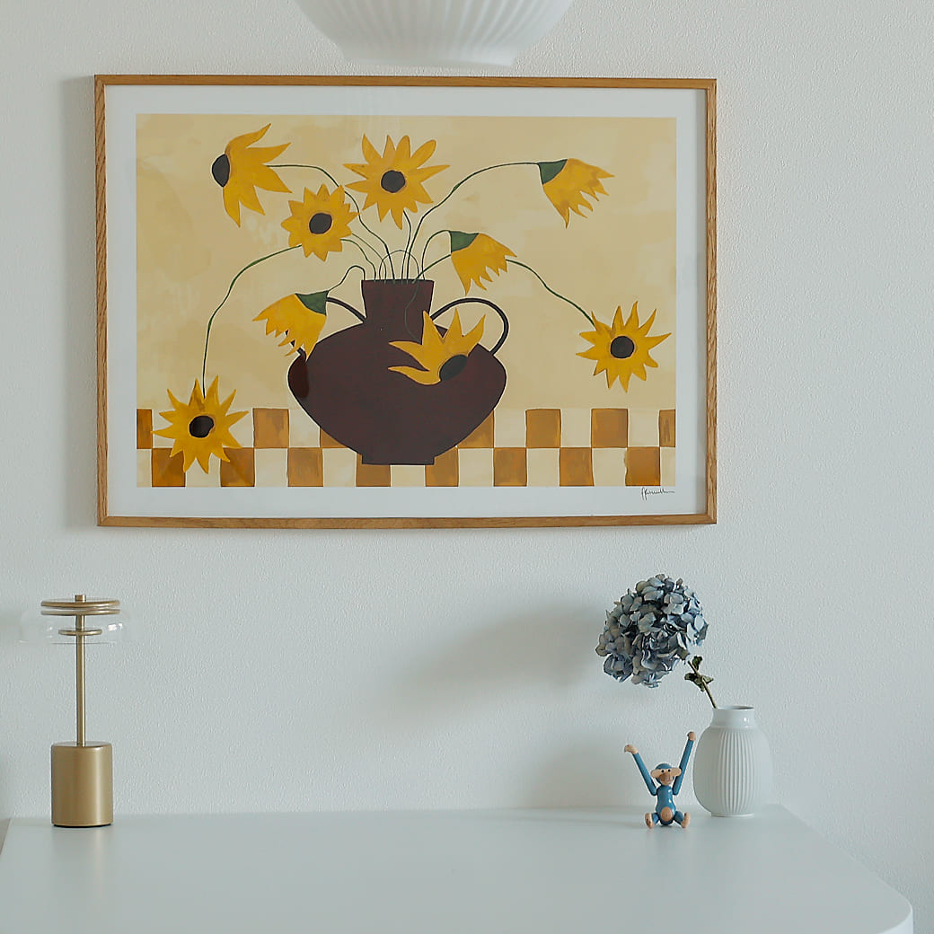 m-po07 アートポスター THE POSTER CLUB Sunflowers in Burgundy Vase 50×70cm