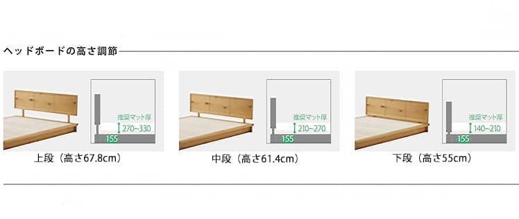 SELVA ローベッド｜オーク材 すのこ ヘッドボード3段階調節｜シングル・セミダブル・ダブル - miion｜北欧ナチュラルモダン家具・インテリア通販 miion（ミオン）